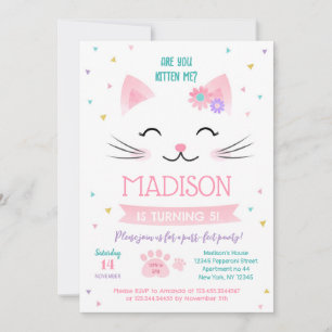 Kitten Kitten Convite de Aniversário para Menina