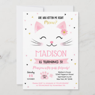 Kitten Kitten Convite de Aniversário para Menina