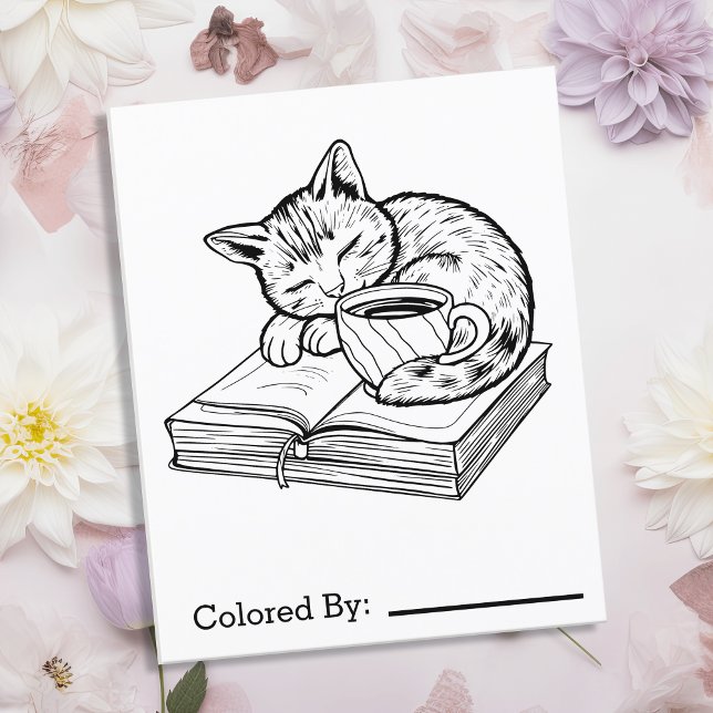 Kitten, Livros e Café | Página Color Me (Criador carregado)