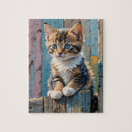 Kitten na cerca de Jigsee Quebra-cabeça