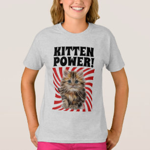 KITTEN POWER, T-shirts de gatos, T-shirts de crian