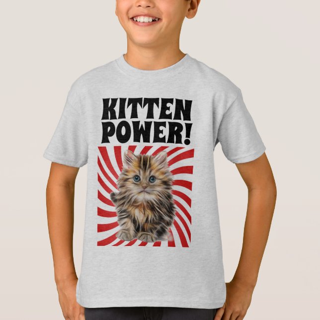KITTEN POWER, T-shirts de gatos, T-shirts de crian (Frente)