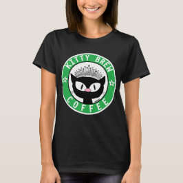 KITTY BREW CAFÉ LOGO Camiseta Preta Gato Cartoon