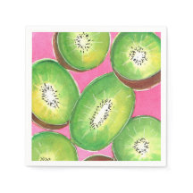 Kiwi com guardanapo cor-de-rosa verde-neto e rosa