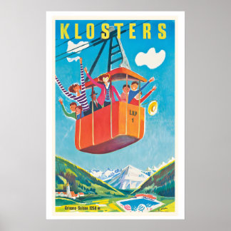 Klosters Grisons Switzerland Vintage Travel Poster