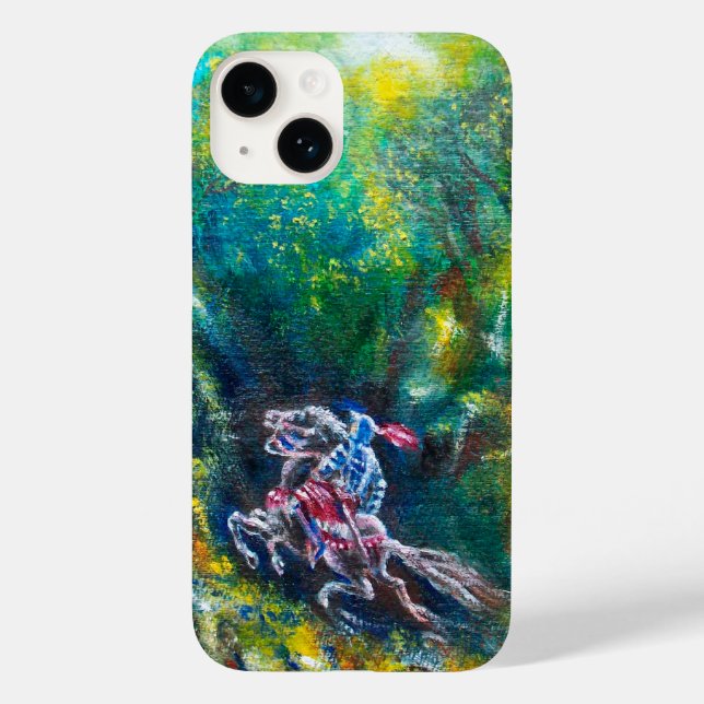 KNIGHT LANCELOT, HORSE ANDANDO NA FLORESTA VERDE (Verso)