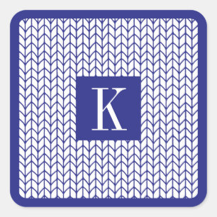 KNIT de LINHA AZUL Pequenos Adesivos Quadrados + I