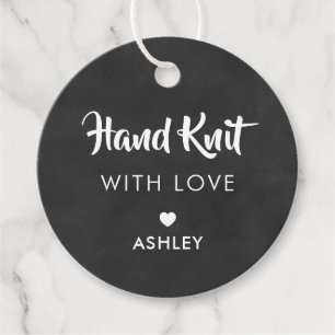 Knit de mão com amor, etiqueta de presente feita 