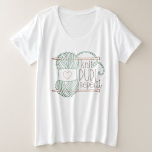 Knit Purl Repetit Knitting T-Shirt Ilustrado