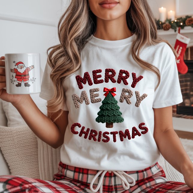 Knitted Christmas Tree T-Shirt T-Shirt (Criador carregado)