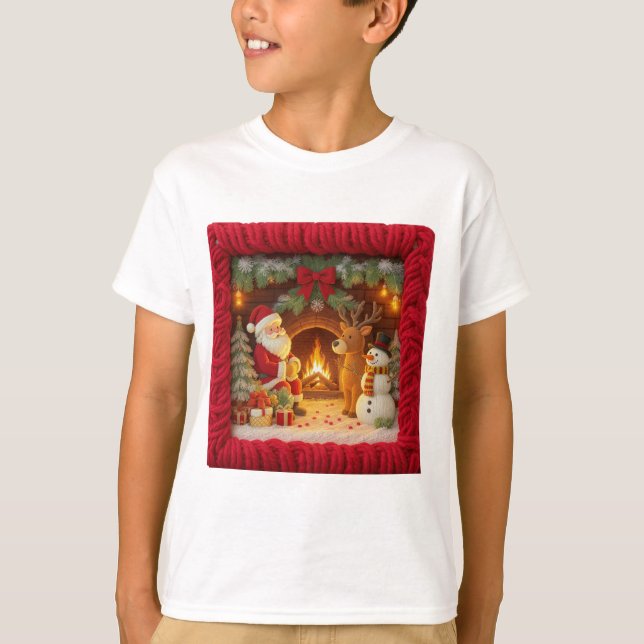 Knitted Reindeer Christmas T-Shirt  (Frente)