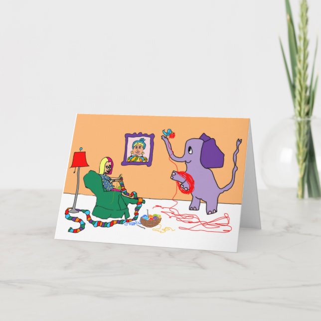 "Knitting Away" - um cartão para os que estão isol (Frente)