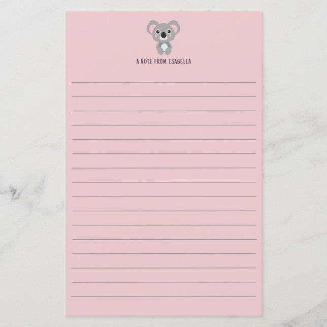 Koala Bear Kids Personalizados Stationery (Frente)