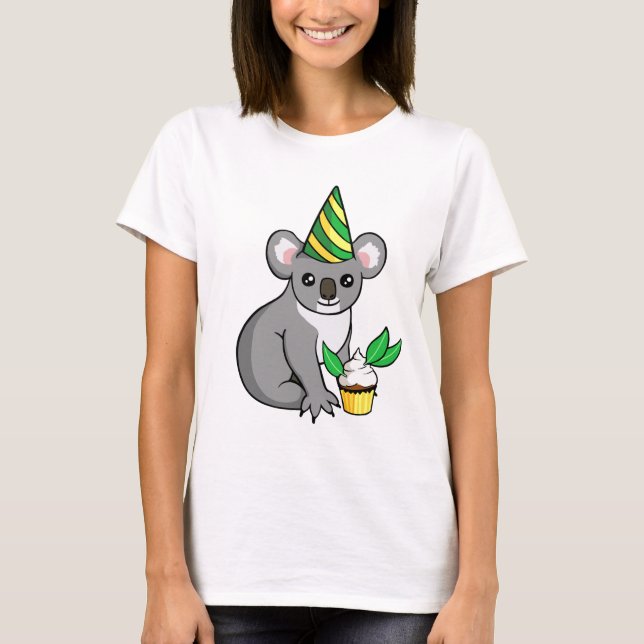 Koala bonito da festa de aniversário com camisa do (Frente)