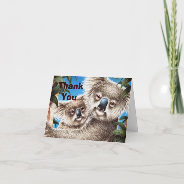 Koala e obrigado do bebê você cartão de nota (Frente)