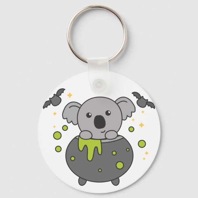 Koala Happy Halloween Cauldron Bat Chaveiro (Frente)