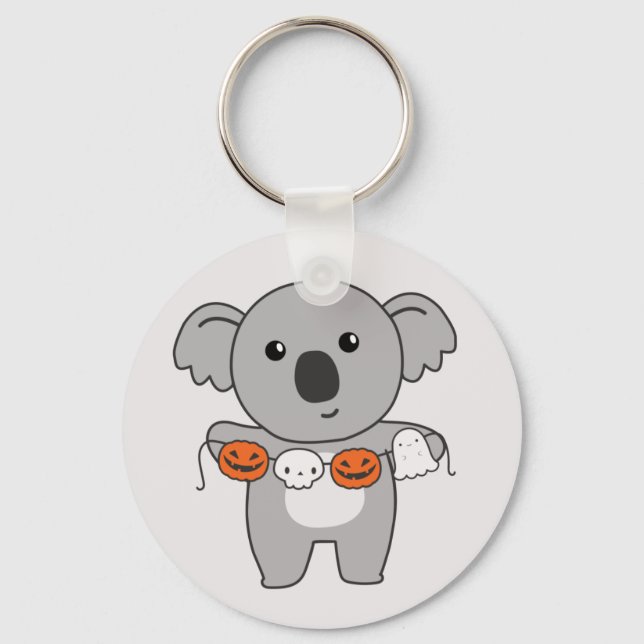 Koala Happy Halloween Pumpkin Bat Costume Chaveiro (Frente)