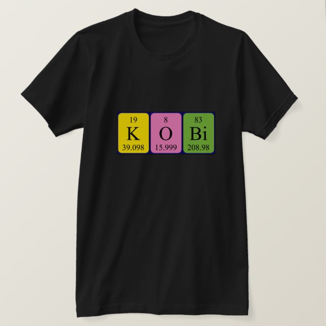 Kobi - Camisa de nome de mesa periódica (Frente do Design)