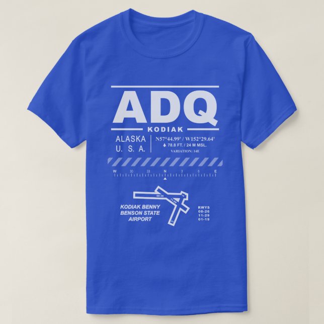 Kodiak Benny Benson State Airport ADQ T-Shirt (Frente do Design)