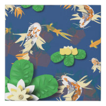 Koi Carp e Lotus Flowers