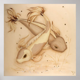 Koi Carp Japonês Fishes Pintura Impressão