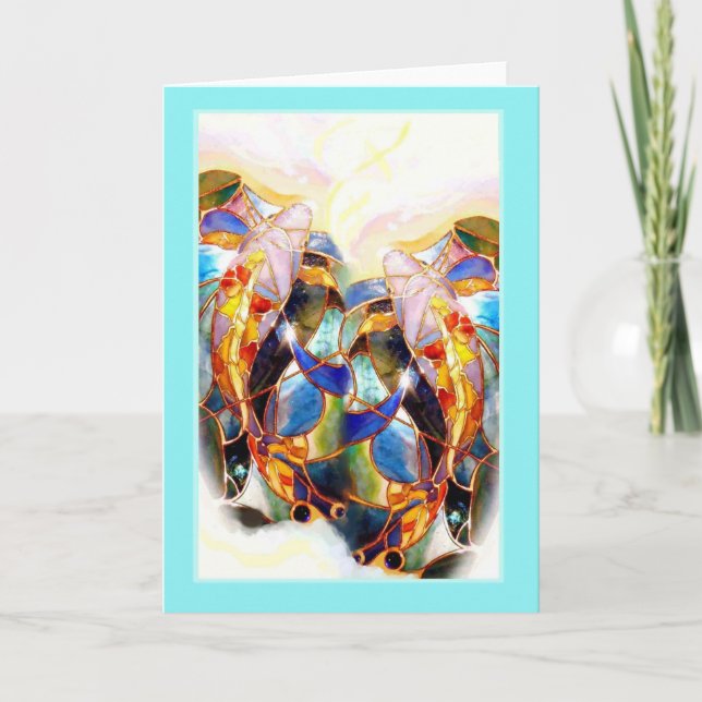 Koi Fish Amava Cartão de Saudação Românico de Verã (Frente)