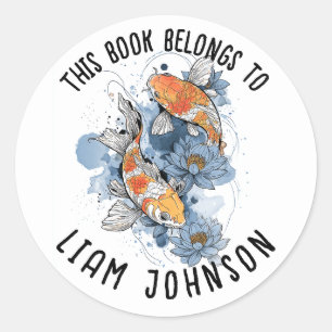 Koi Fish Lotus Sticker Etiqueta de Volta à Escol