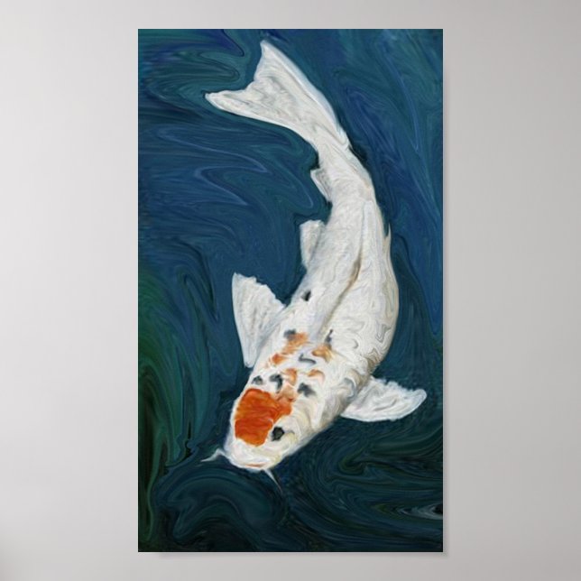 "Koi" Fish Oil Reproduction Art Impressão (Frente)