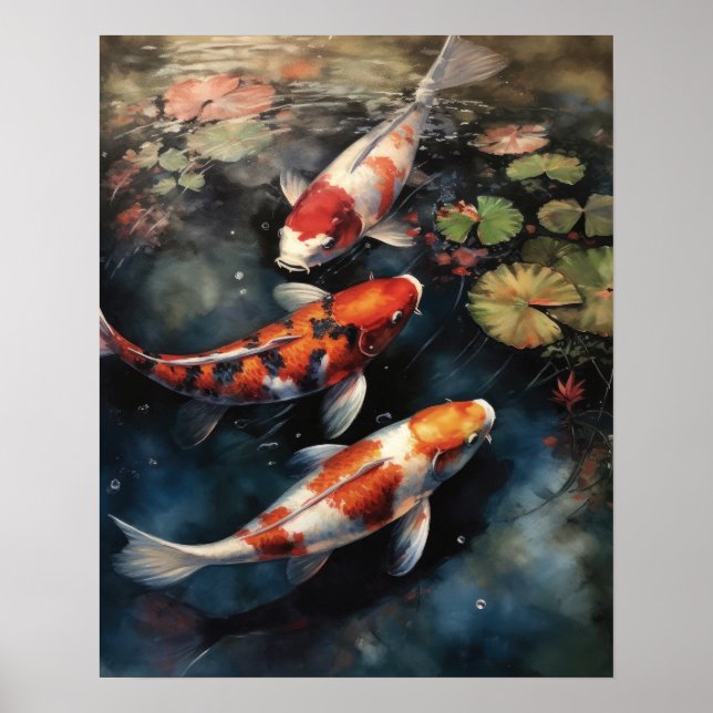 Koi Fish Pond Art Impressão (Frente)