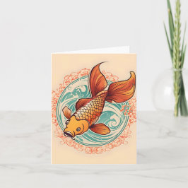 Koi Fish Study Um Cartão De Saudação Dobrado