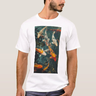 Koi Fishes Japonês Nadando Camiseta Upstream