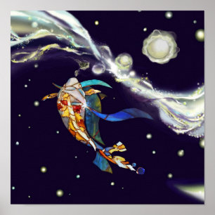 Koi no poster de vidro do interior do desenhista