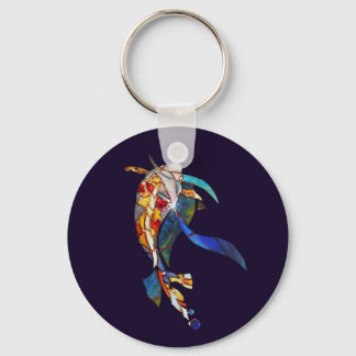 Koi no Vidro Espacial Arte Moderna Chaveiro esquer