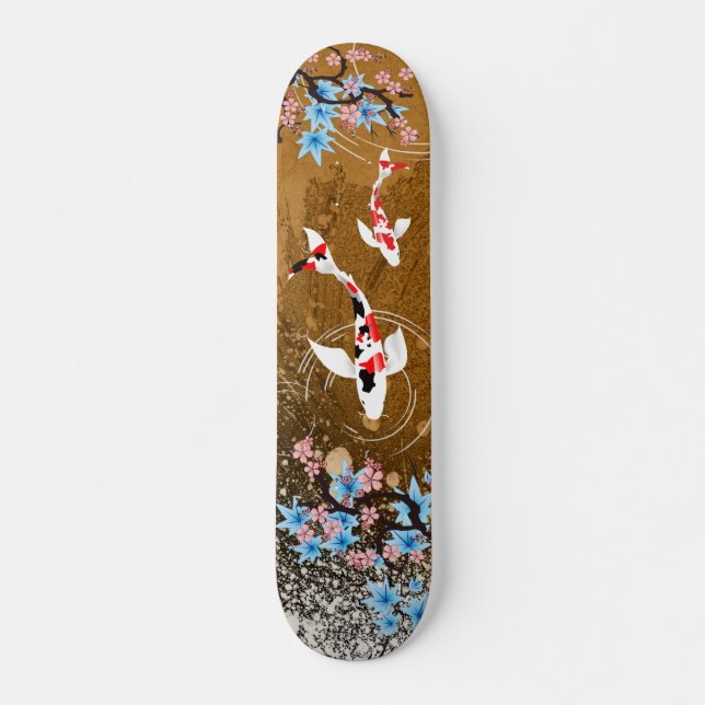 Koi Pond - madeira - Design japonês skateboard (Frente)