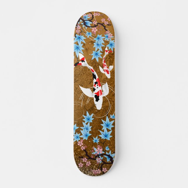 Koi Pond - madeira - Design japonês skateboard (Frente)