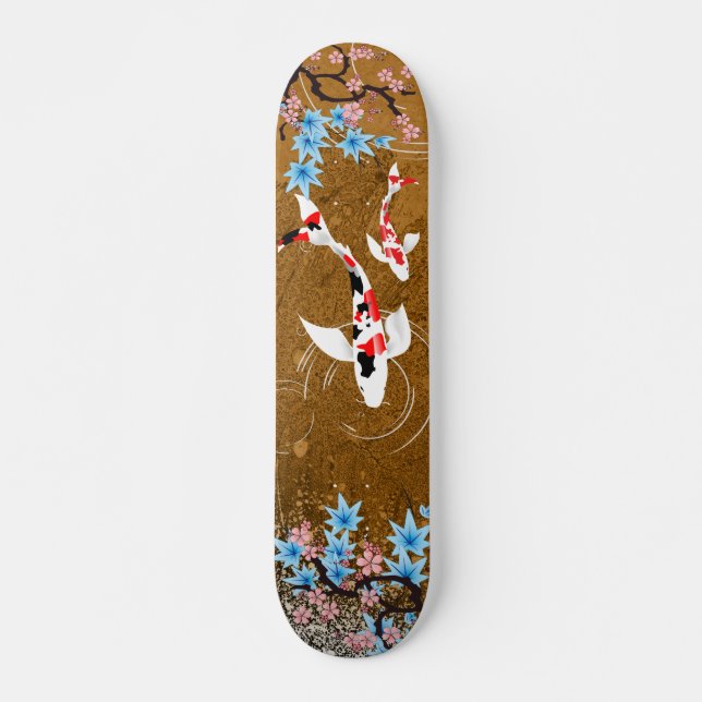 Koi Pond - madeira - Design japonês skateboard (Frente)