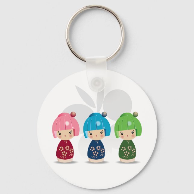 Kokeshi Triplets Chaveiro (Frente)