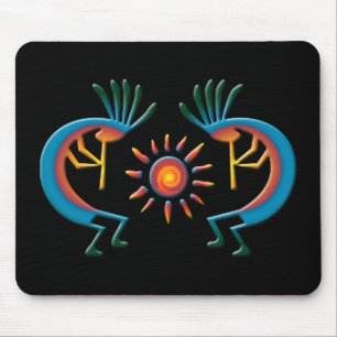 Kokopelli com Sun Southwest Black Mousepad