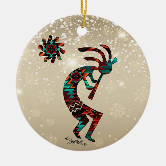 KOKOPELLI JOGANDO O ORNAMENTO CERÂMICO FLUTO (Frente)