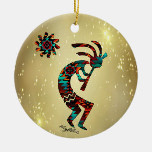 KOKOPELLI JOGANDO O ORNAMENTO CERÂMICO FLUTO
