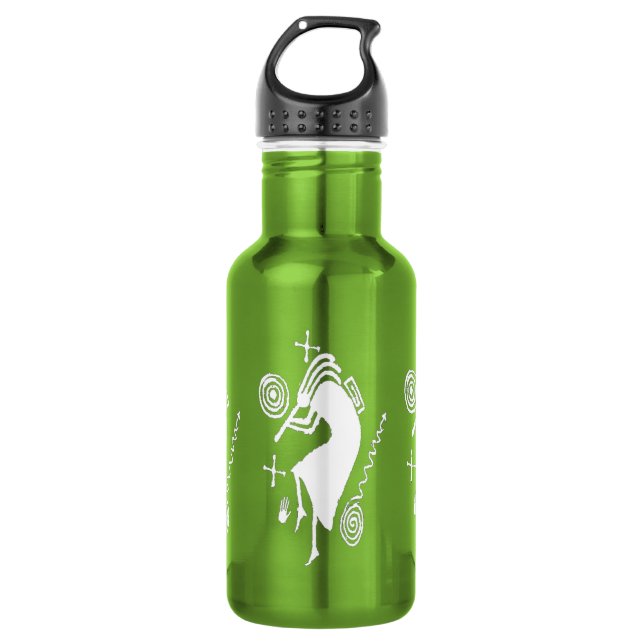 Kokopelli que cinzela a garrafa de água 18oz (Frente)