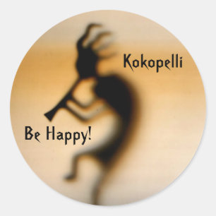 Kokopelli seja etiqueta inspirada feliz