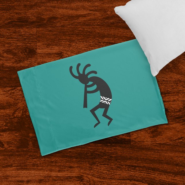Kokopelli Southwest Teal E Travesseiro Negro (Criador carregado)
