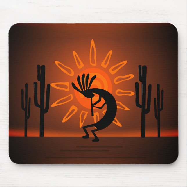 Kokopelli Sun Bronzed Sunset Mousepad (Frente)