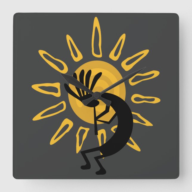 Kokopelli Sun Southwest Dourado Relógio (Frente)