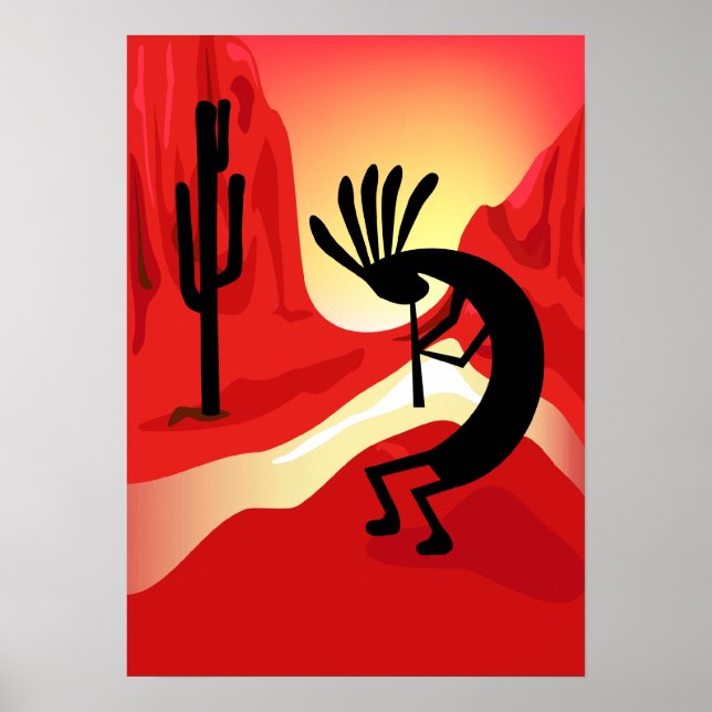Kokopelli Sunset Poster (Frente)
