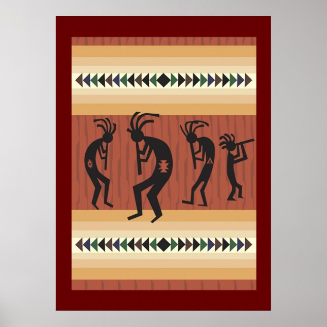 Kokopelli Tribal Poster Impressão (Frente)