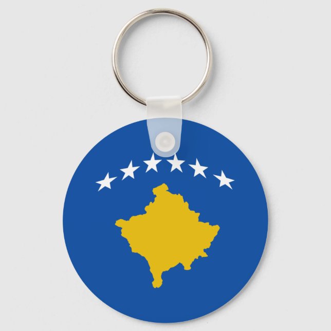 Kosovo Fisheye Flag Chaveiro (Frente)