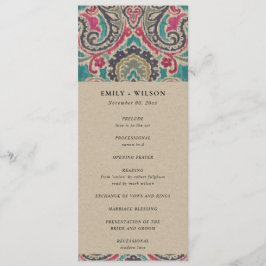KRAFT BOHO TRIBAL IKATFL WEDDING CEREMONY PROGRAMA