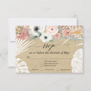 Kraft Floral Branco Boho Grama Pampas Palma RSVP